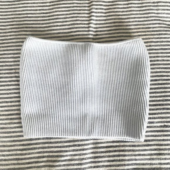 ✨ NWOT Light Blue Babaton Sculpt Knit Cropped Tube Top | Aritzia - Picture 2 of 4
